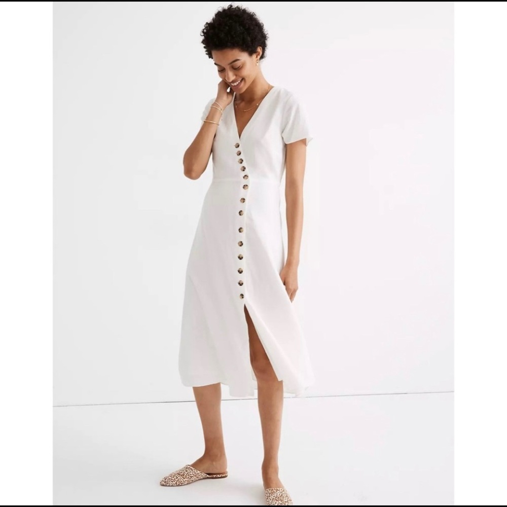 MADEWELL • linen white button dress